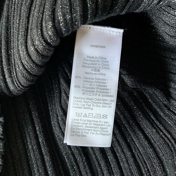 NWT Madewell Crop Tank Top Medium Black Shimmer Cross straps Stretch Sleeveless - Picture 5 of 8